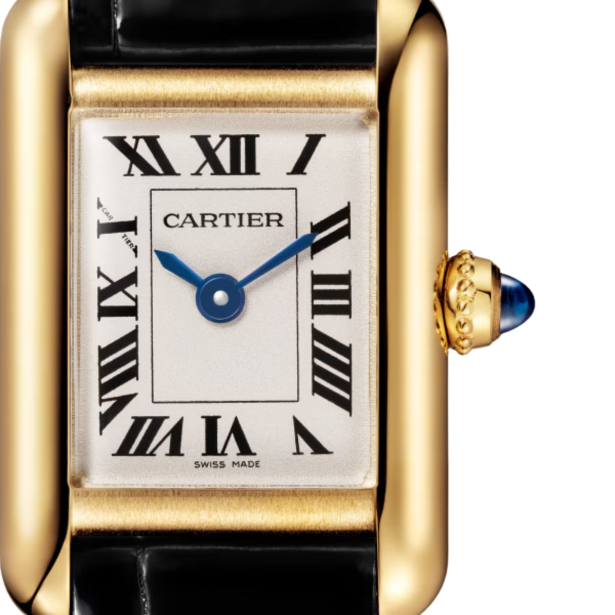 Cartier Tank Louis Cartier Mini Yellow Gold Shiny Black Alligator Leather WGTA0352