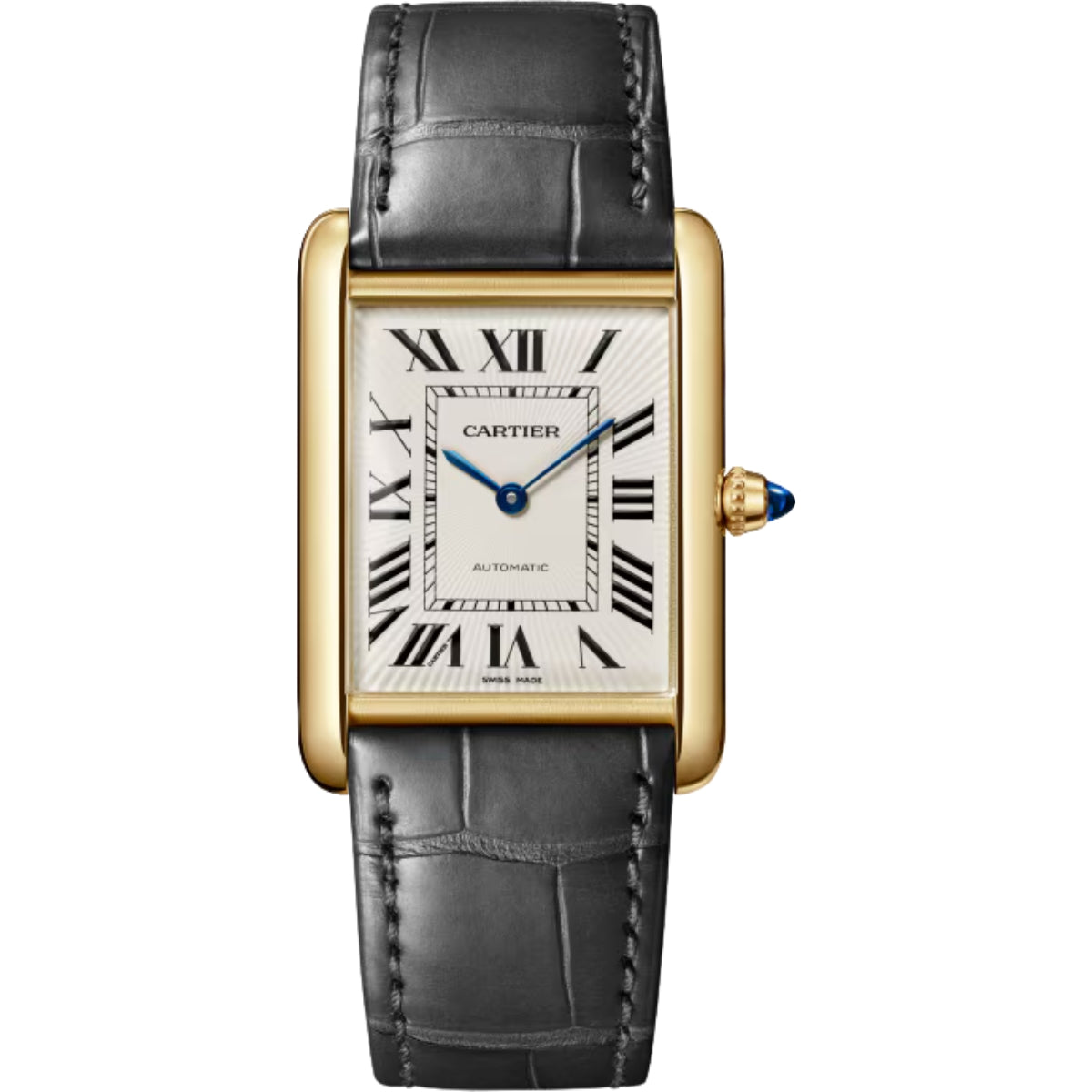 Cartier Tank Louis Cartier Large Yellow Gold Semi Matte Grey Alligator Leather WGTA0357