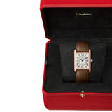 Cartier Tank Louis Cartier Large Rose Gold Semi Matte Brown Calfskin Leather WGTA0394