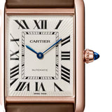 Cartier Tank Louis Cartier Large Rose Gold Semi Matte Brown Calfskin Leather WGTA0394