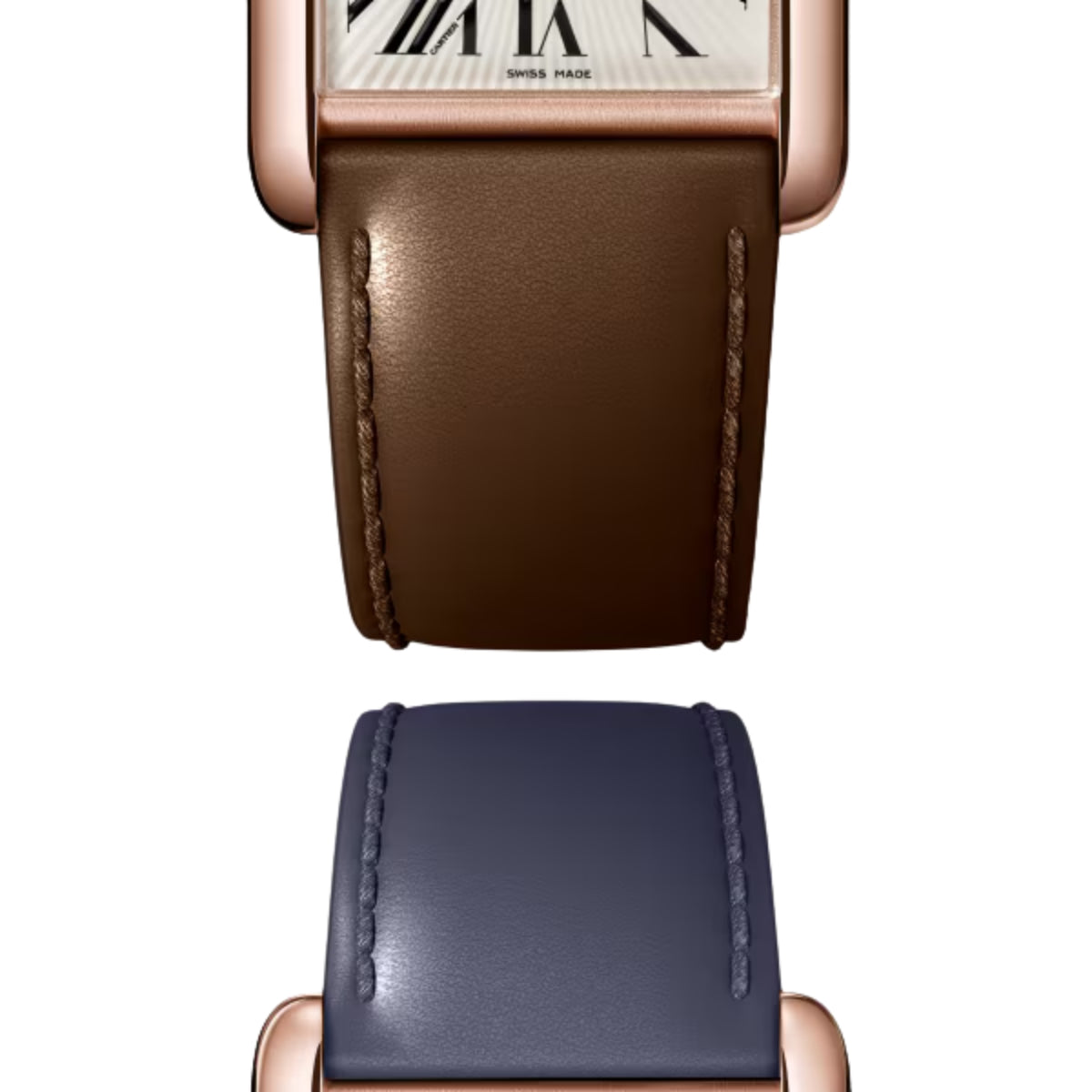Cartier Tank Louis Cartier Large Rose Gold Semi Matte Brown Calfskin Leather WGTA0394