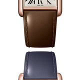 Cartier Tank Louis Cartier Large Rose Gold Semi Matte Brown Calfskin Leather WGTA0394