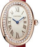 Cartier Baignoire Watch Small Rose Gold Diamonds Varnished red alligator-skin Leather WJBA0031