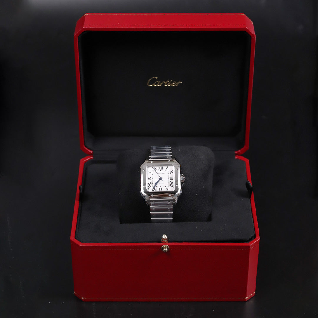 Cartier 35 Santos Medium White Dial WSSA0029