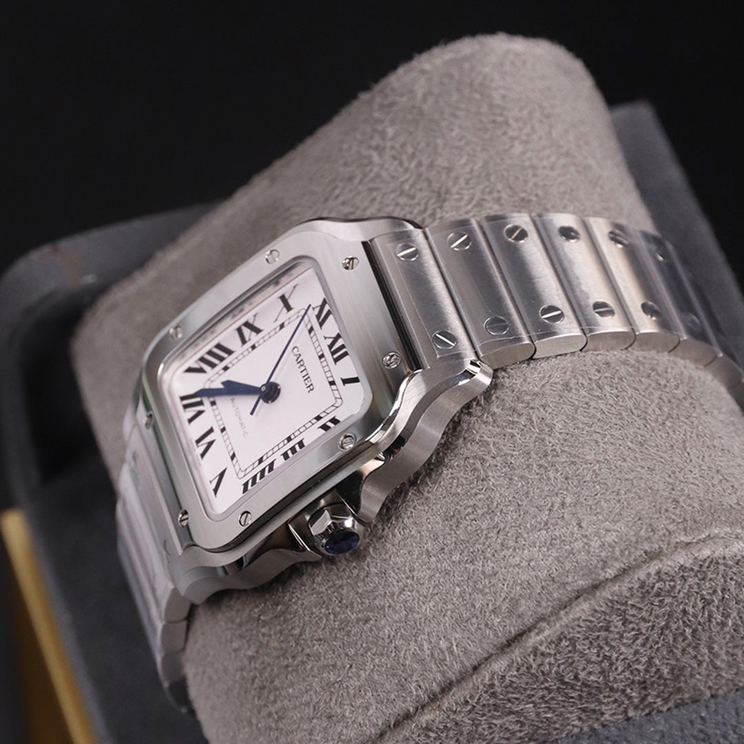 Cartier 35 Santos Medium White Dial WSSA0029