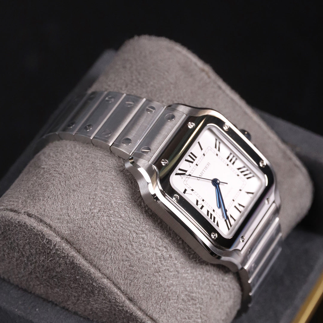 Cartier 35 Santos Medium White Dial WSSA0029
