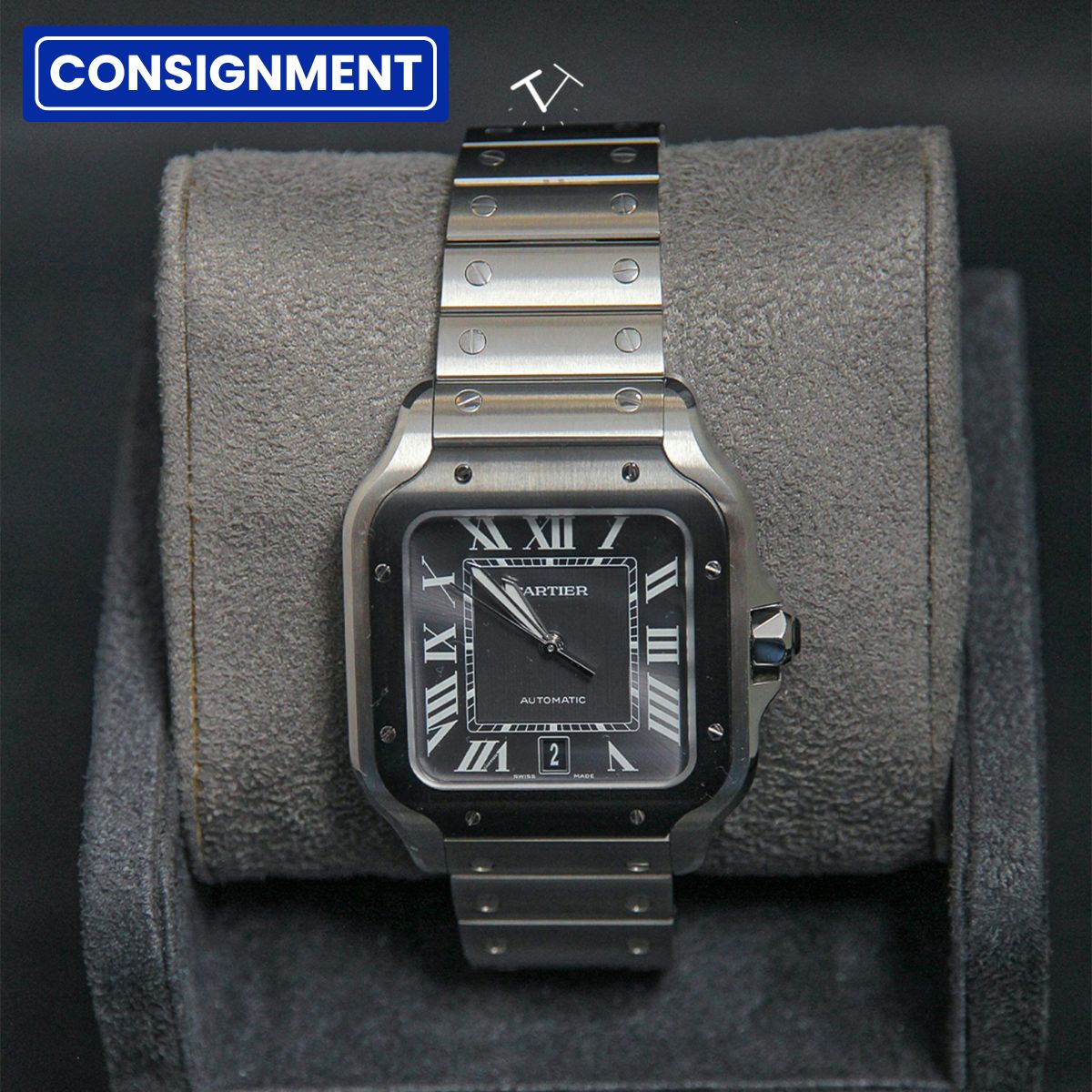 Cartier 40 Santos Large Black Dial ADLC Bezel WSSA0037