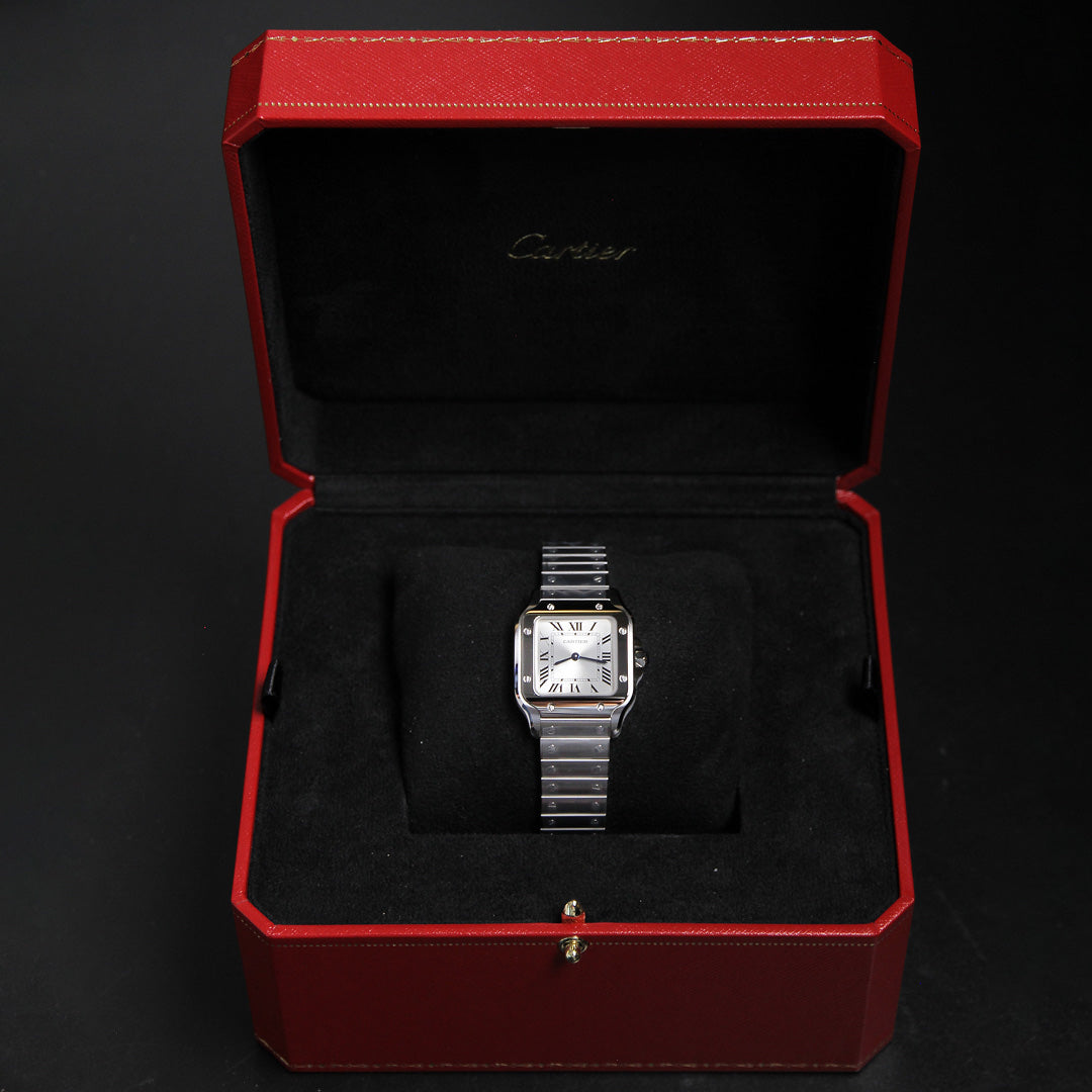Cartier 27 Santos Small Silver Dial WSSA0082