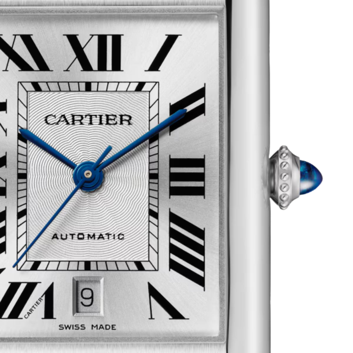 Cartier Tank Must Extra Large Steel Black Grained Calfskin Leather WSTA0040