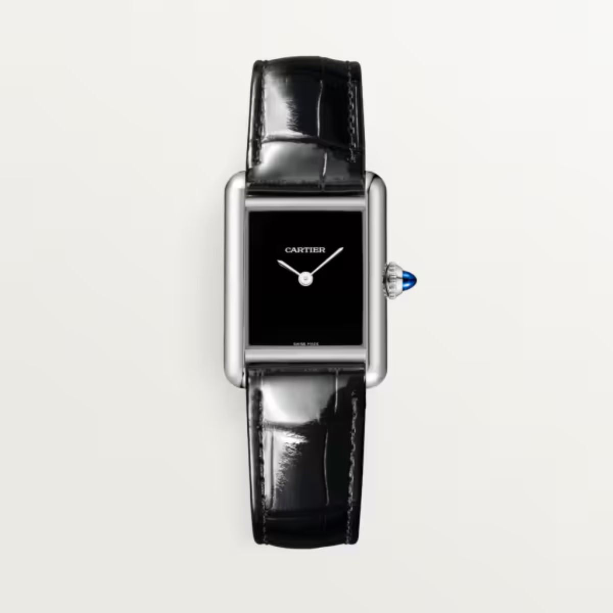 Cartier Tank Must De Cartier Small Steel Shiny Blue Alligator Skin Leather WSTA0071