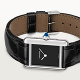 Cartier Tank Must De Cartier Small Steel Shiny Blue Alligator Skin Leather WSTA0071