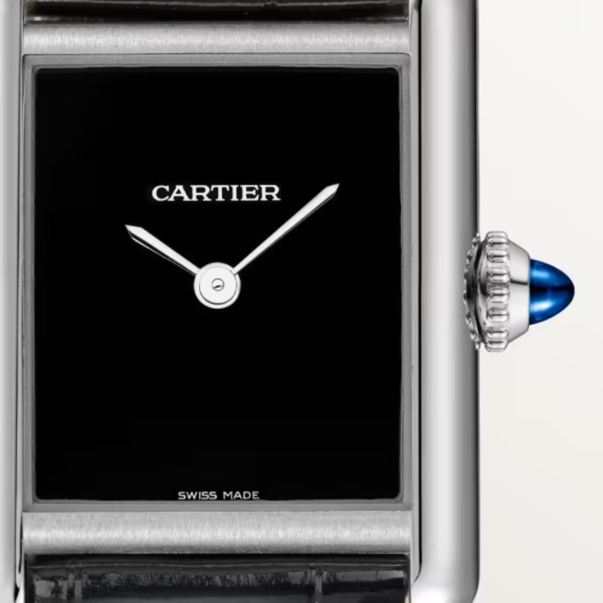 Cartier Tank Must De Cartier Small Steel Shiny Blue Alligator Skin Leather WSTA0071
