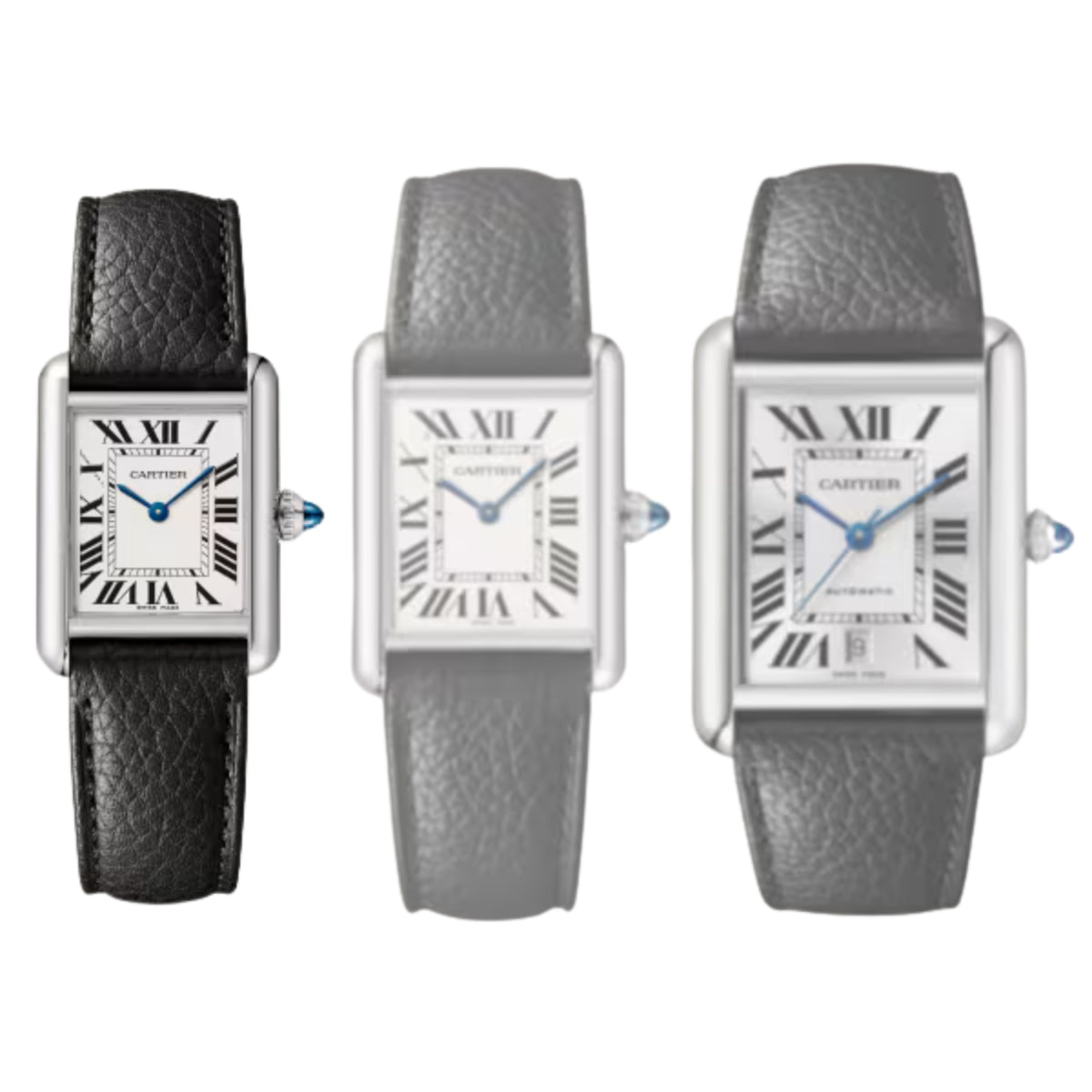 Cartier Tank Must De Cartier Small Steel Black Grained Calfskin Leather WSTA0110