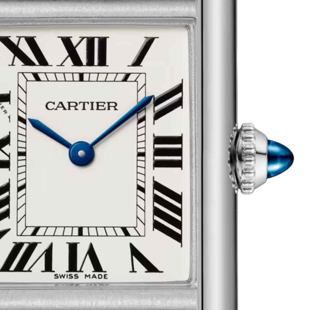 Cartier Tank Must De Cartier Small Steel Black Grained Calfskin Leather WSTA0110