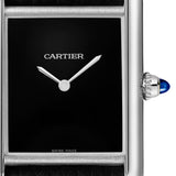 Cartier Tank Must Large Steel Black Calfskin Leather WSTA0111