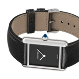 Cartier Tank Must Large Steel Black Calfskin Leather WSTA0111