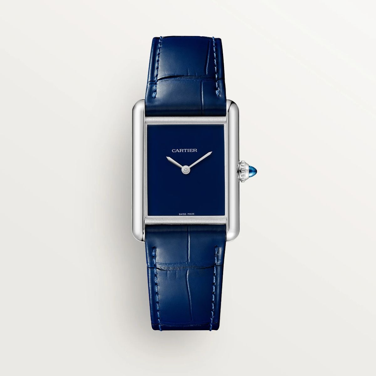 Cartier Tank Must De Cartier Large Steel Blue Alligator Skin Leather WSTA0114