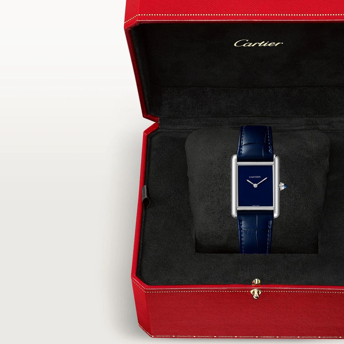 Cartier Tank Must De Cartier Large Steel Blue Alligator Skin Leather WSTA0114