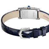 Cartier Tank Americaine Mini Steel Shiny Blue Alligator Skin Leather WSTA0116