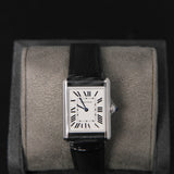 Cartier Tank Must SolarBeat Large Steel Black Calfskin Leather WSTA0120