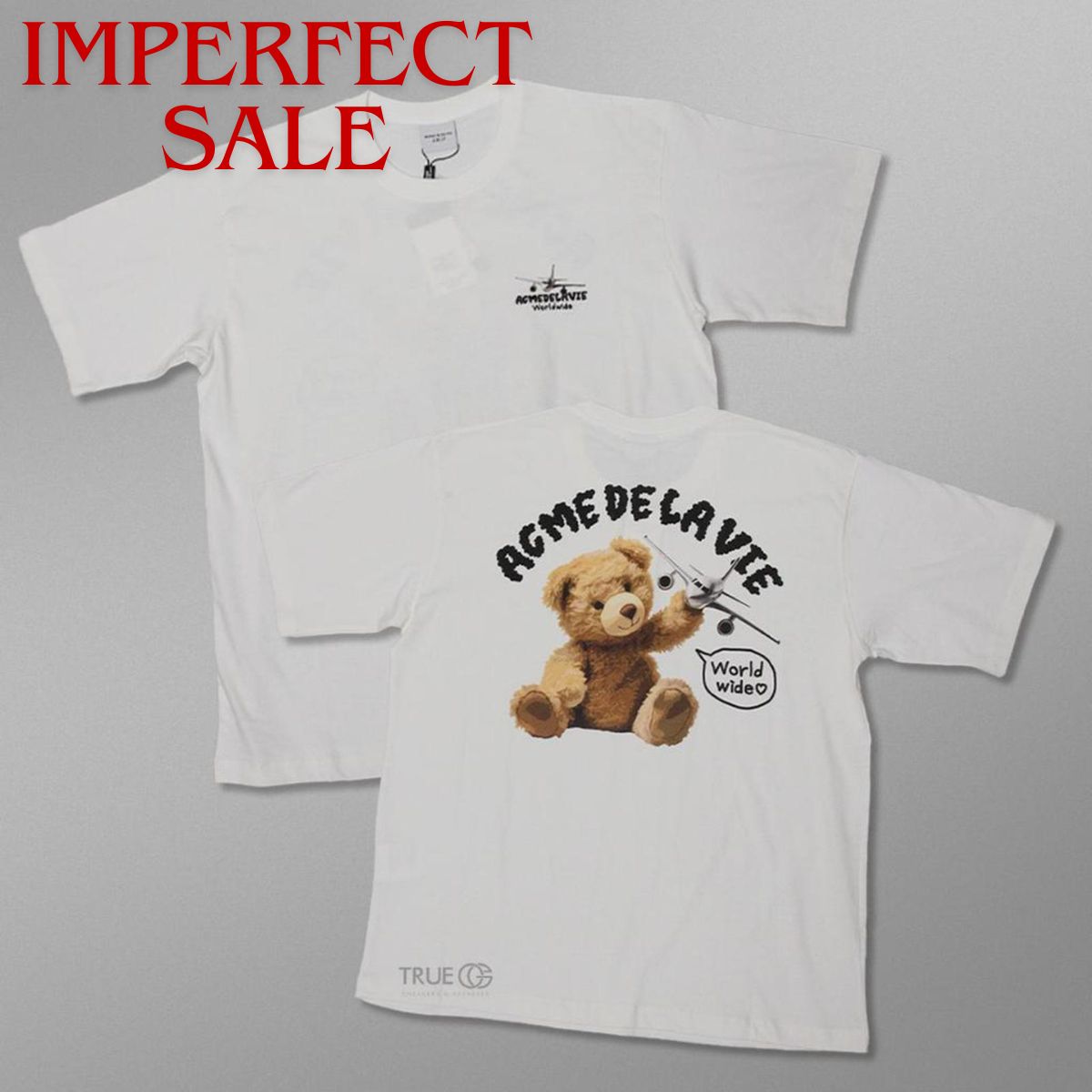 Acme De La Vie ADLV World Wide Airplane Bear Artwork T-shirt Over Size Cream