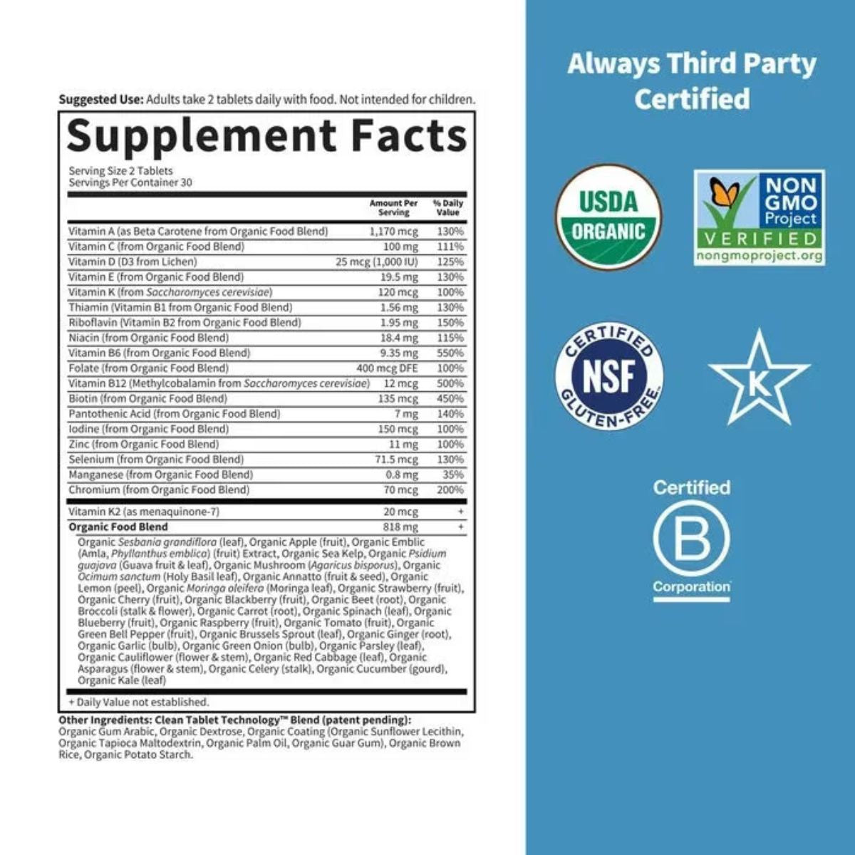 Garden Of Life Organics Whole Food Multivitamin For Men 120 Tablets