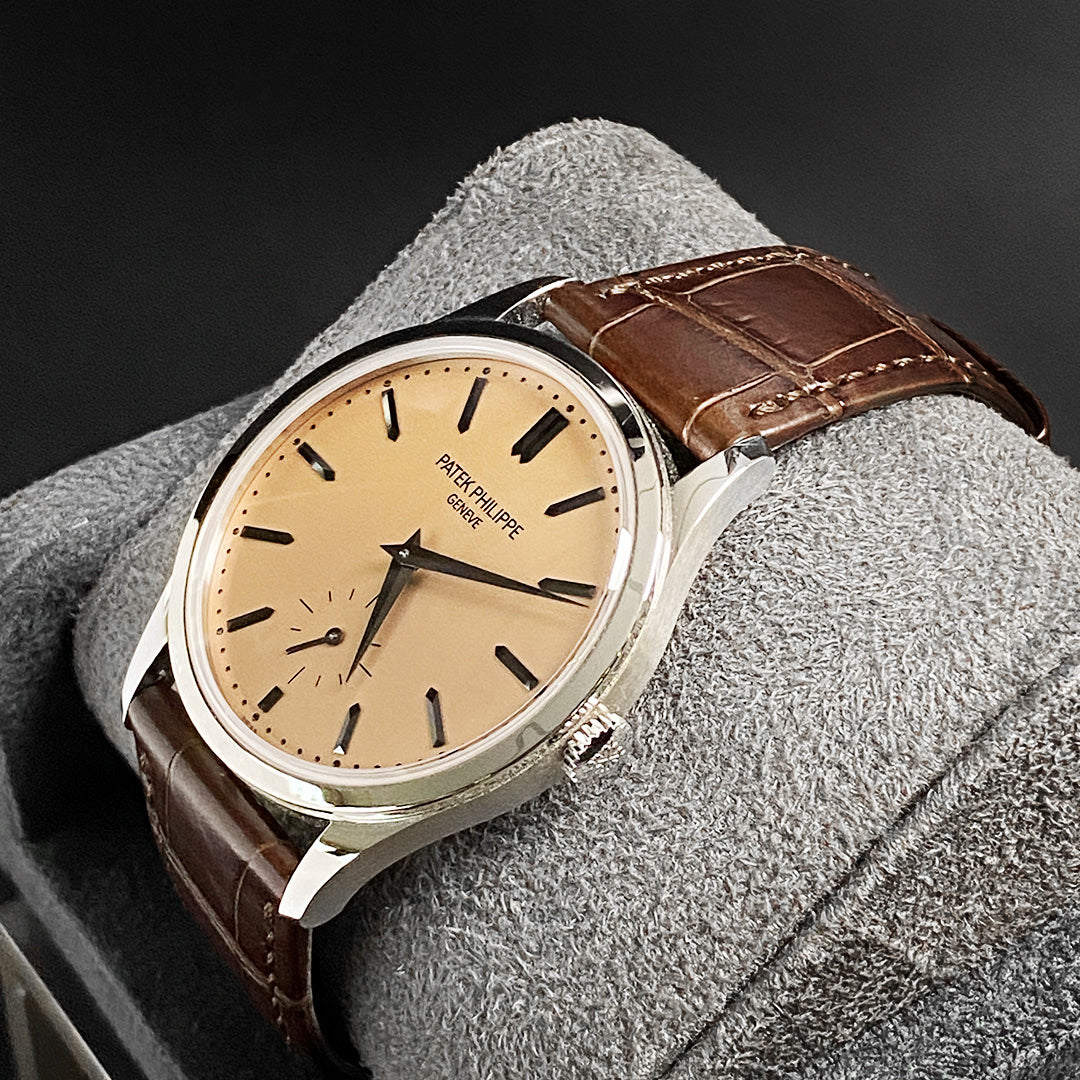 Patek Philippe Calatrava 38 Rose-gilt Opaline Dial Brown Strap 6196P-001