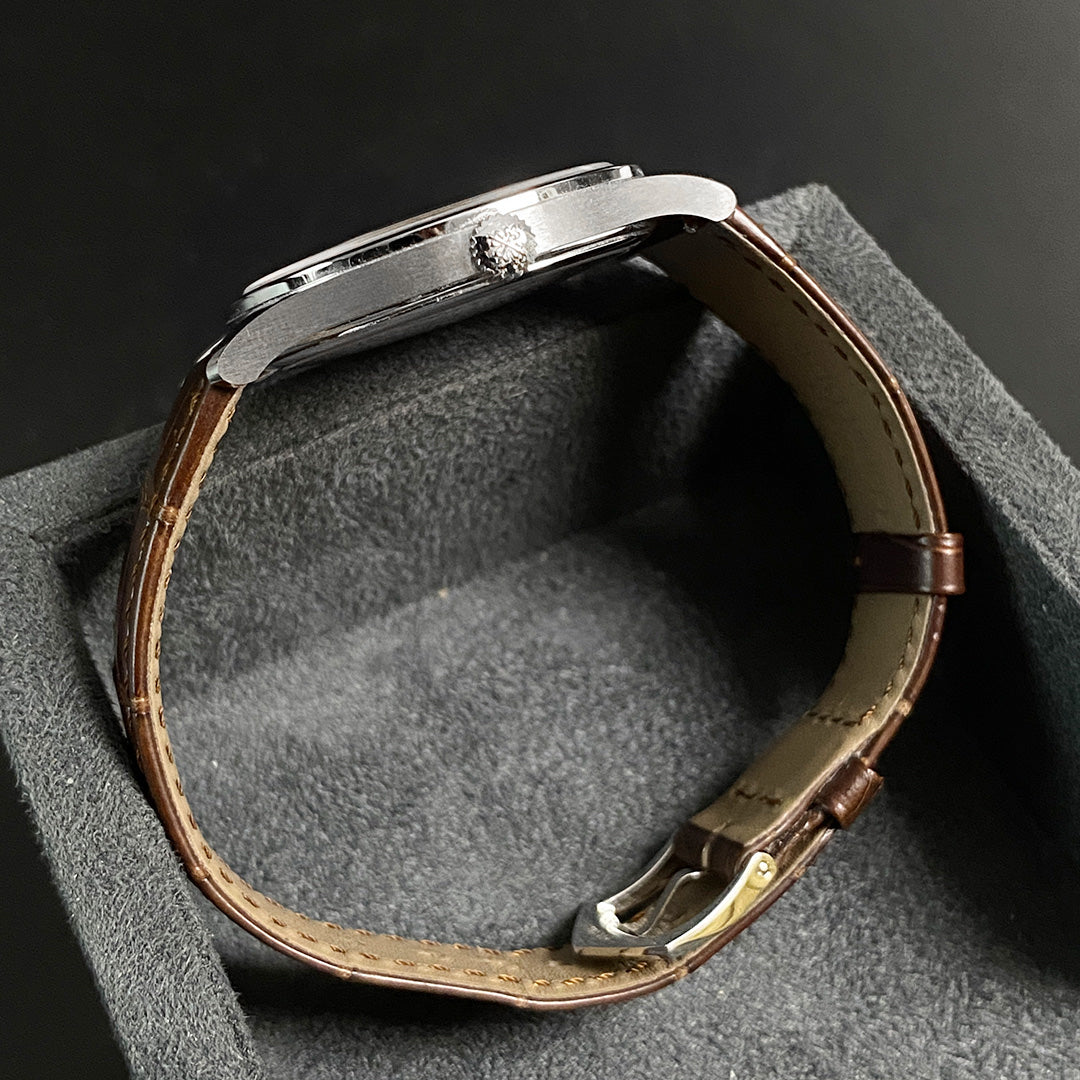 Patek Philippe Calatrava 38 Rose-gilt Opaline Dial Brown Strap 6196P-001