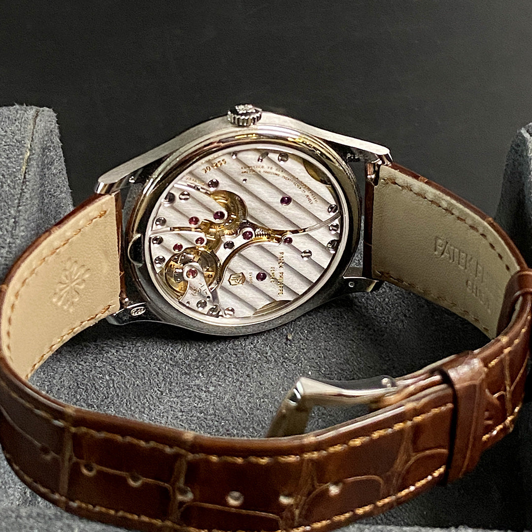 Patek Philippe Calatrava 38 Rose-gilt Opaline Dial Brown Strap 6196P-001