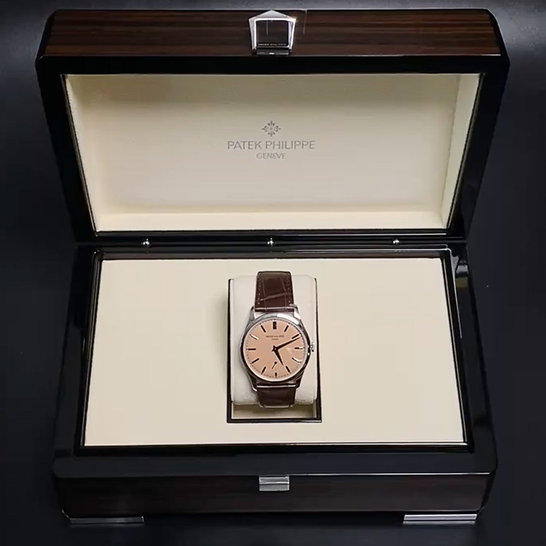 Patek Philippe Calatrava 38 Rose-gilt Opaline Dial Brown Strap 6196P-001