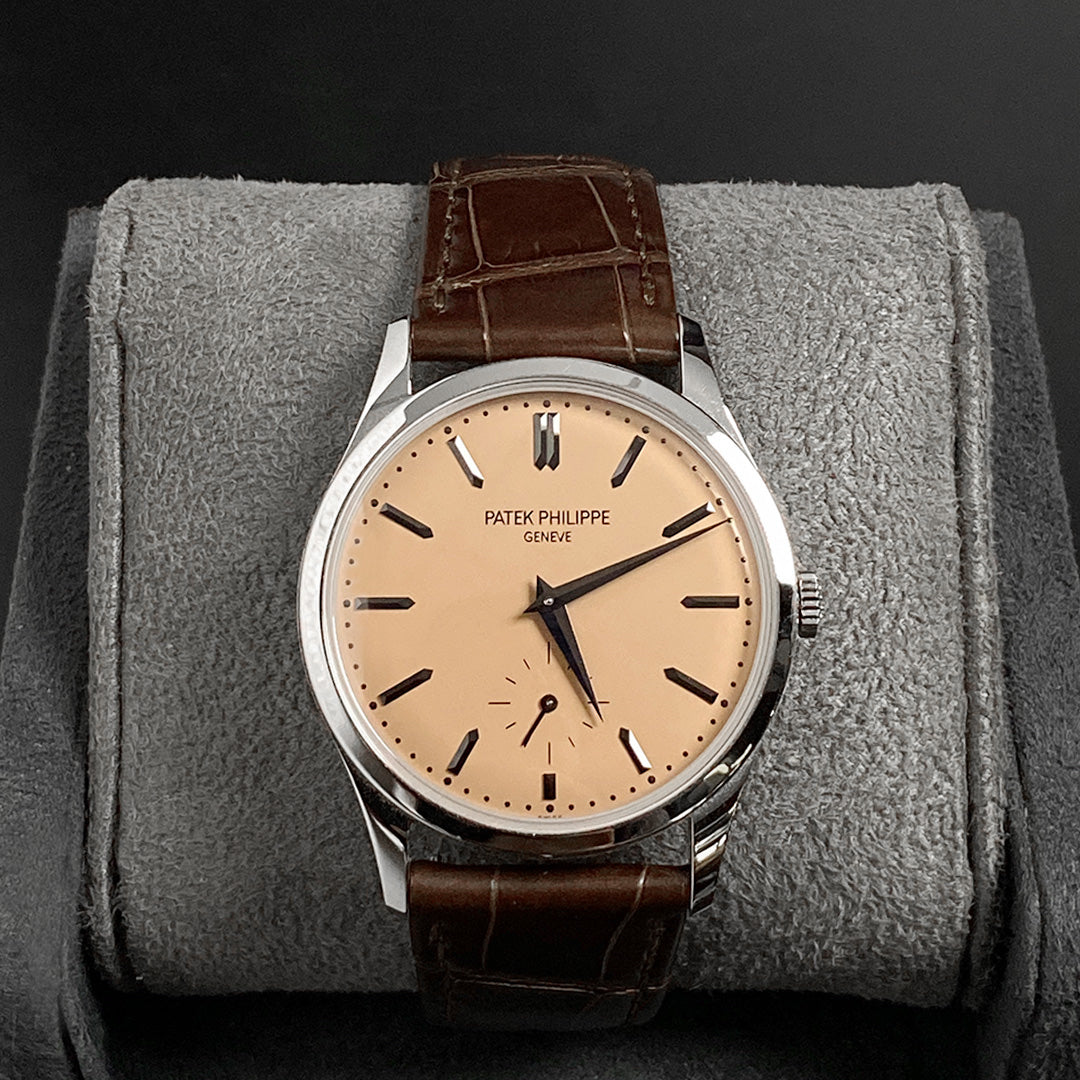 Patek Philippe Calatrava 38 Rose-gilt Opaline Dial Brown Strap 6196P-001